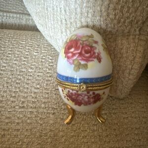Floral Porcelain Egg Trinket Box